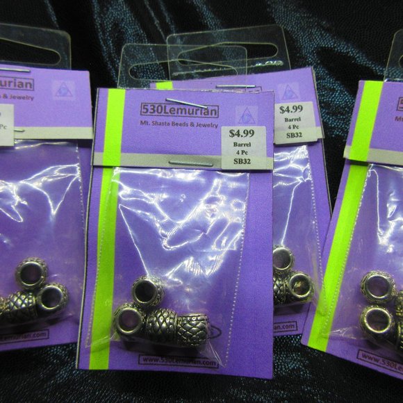 Silver Plated Barrel Beads 4Pcs In Each Package Lot Of 4 Packages - Picture 2 of 3